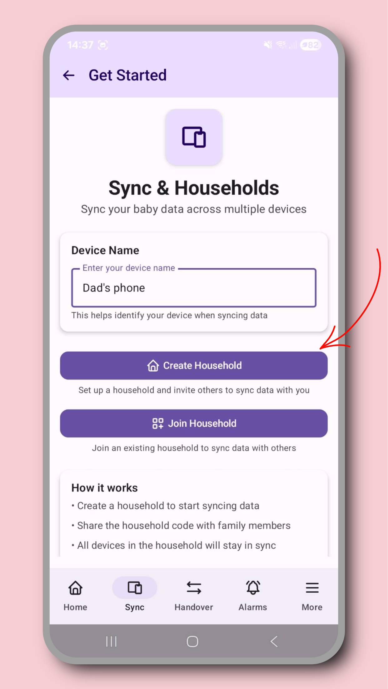 Creating a household screenshot