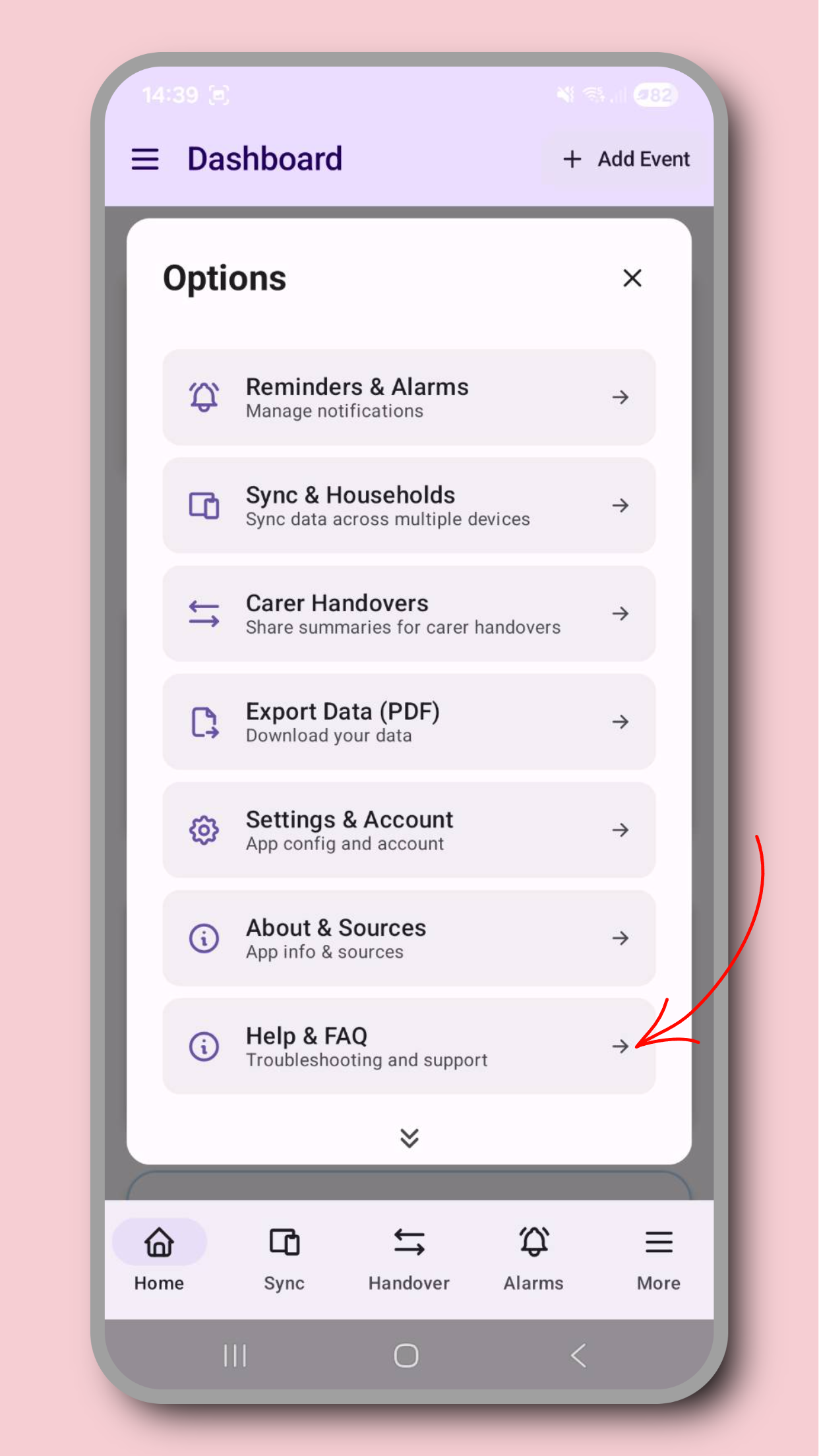 Providing feedback screenshot