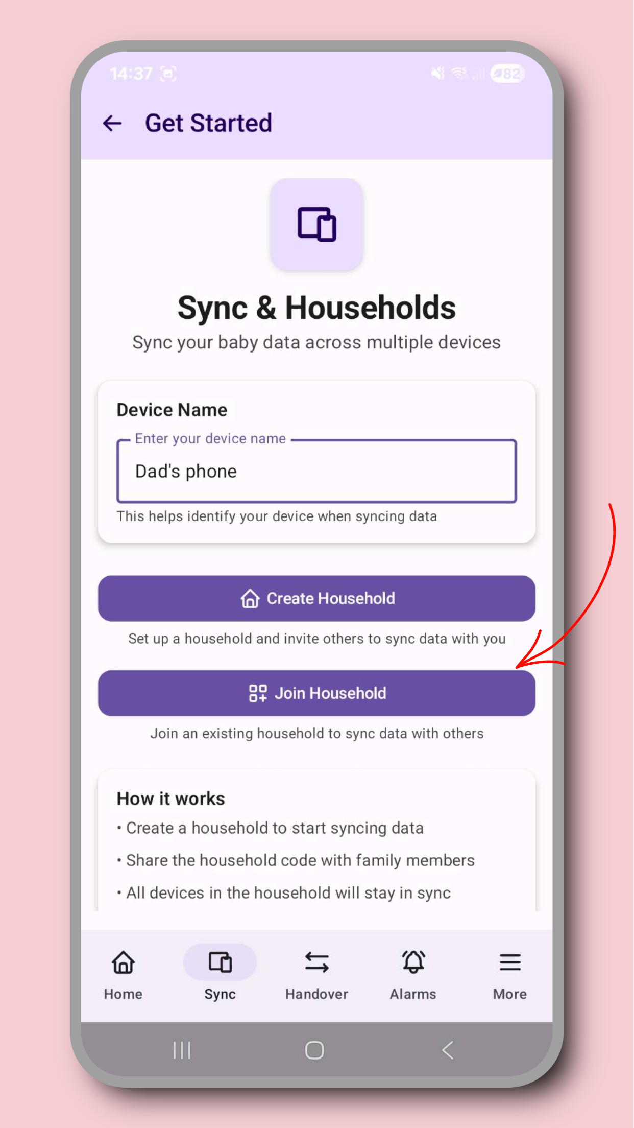 Joining a household screenshot