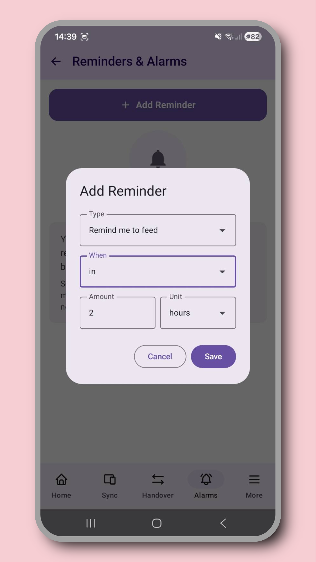 Scheduling reminders screenshot