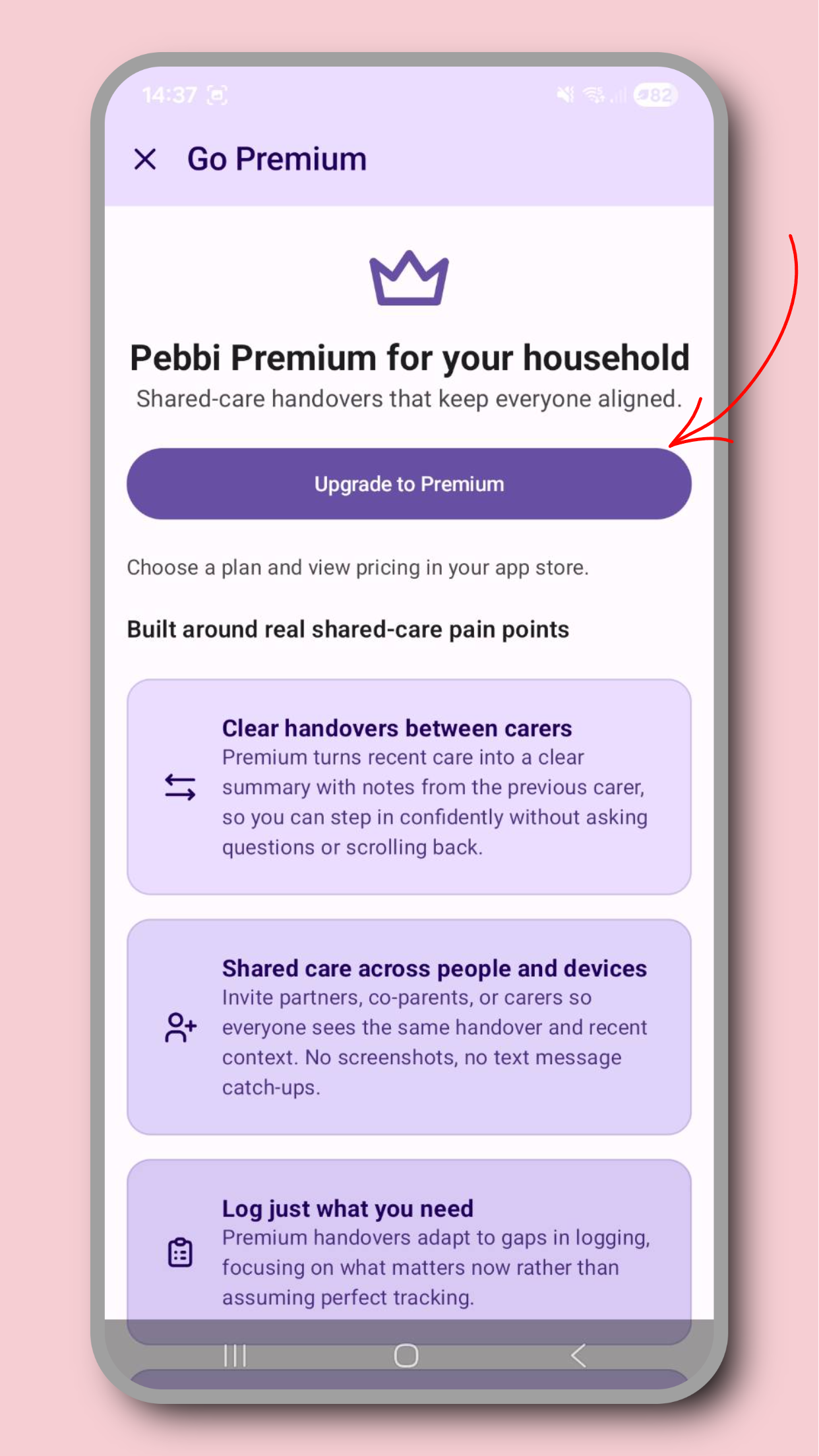 Upgrading to Premium screenshot