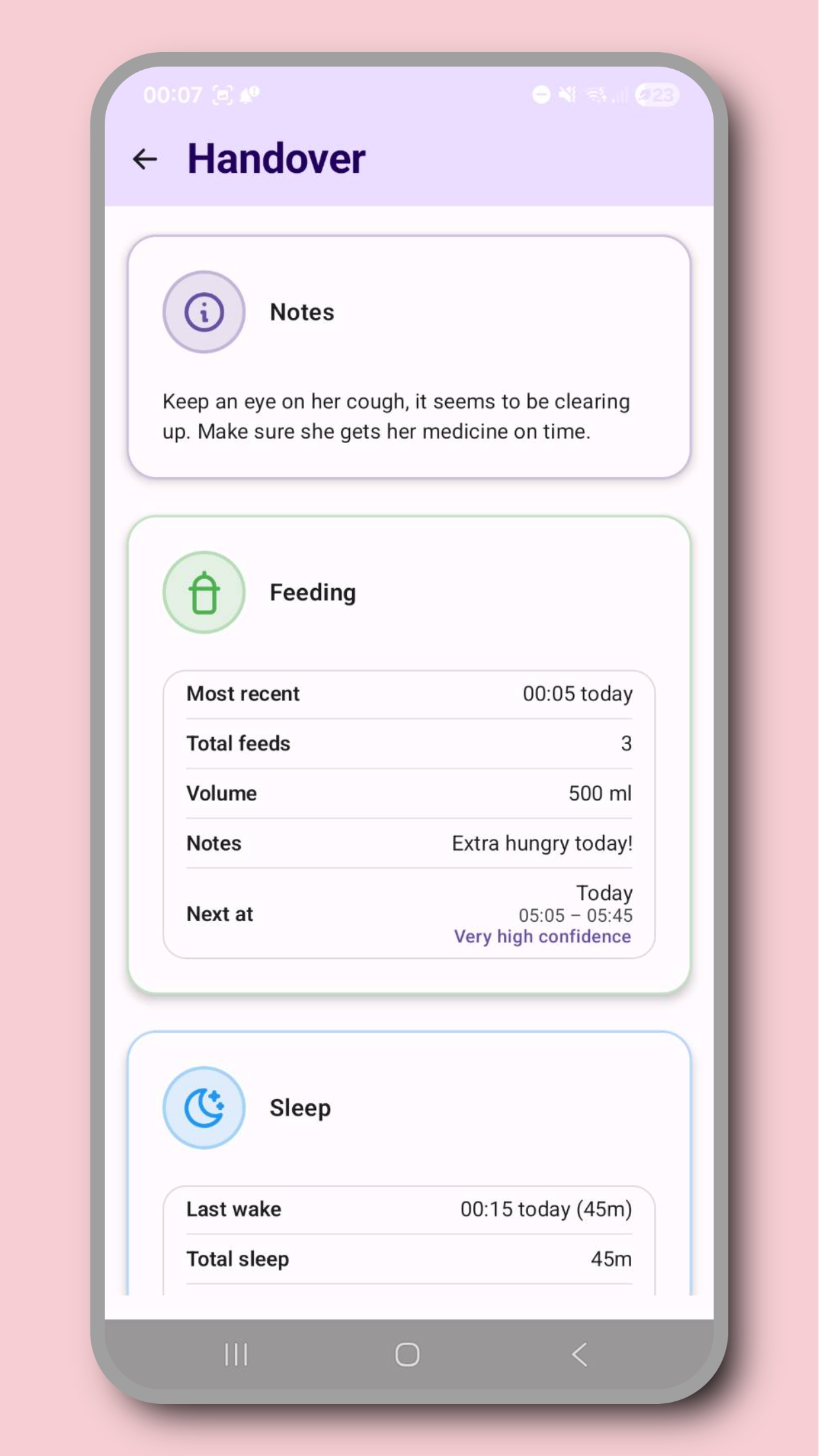 Viewing handovers screenshot
