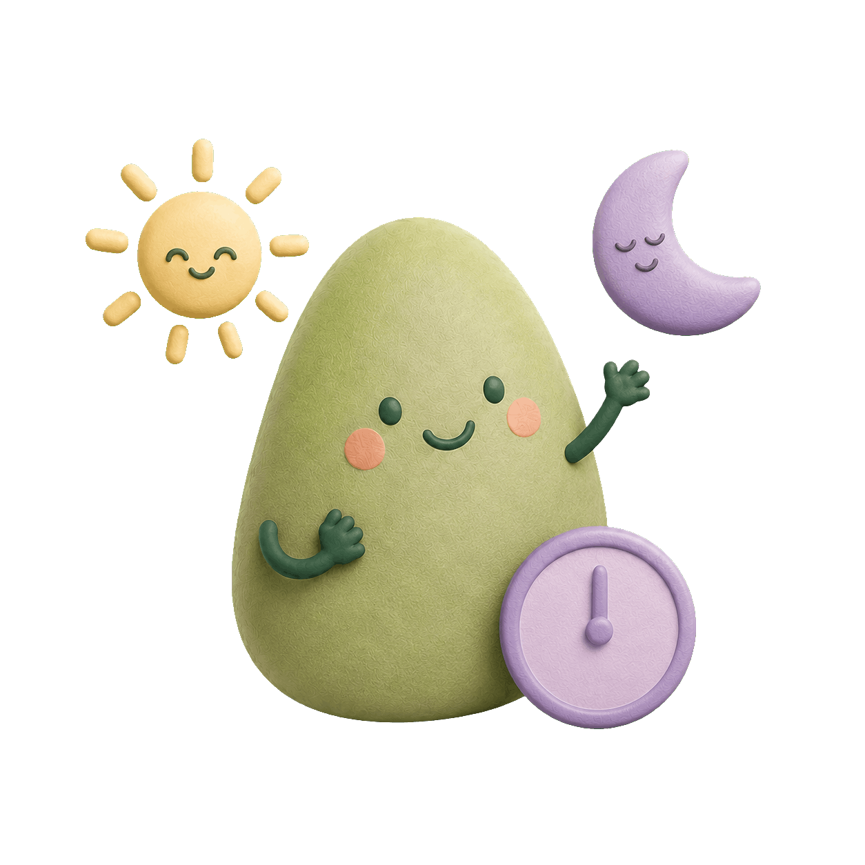 Sun icon, moon icon and one soft awake block between two sleep blocks