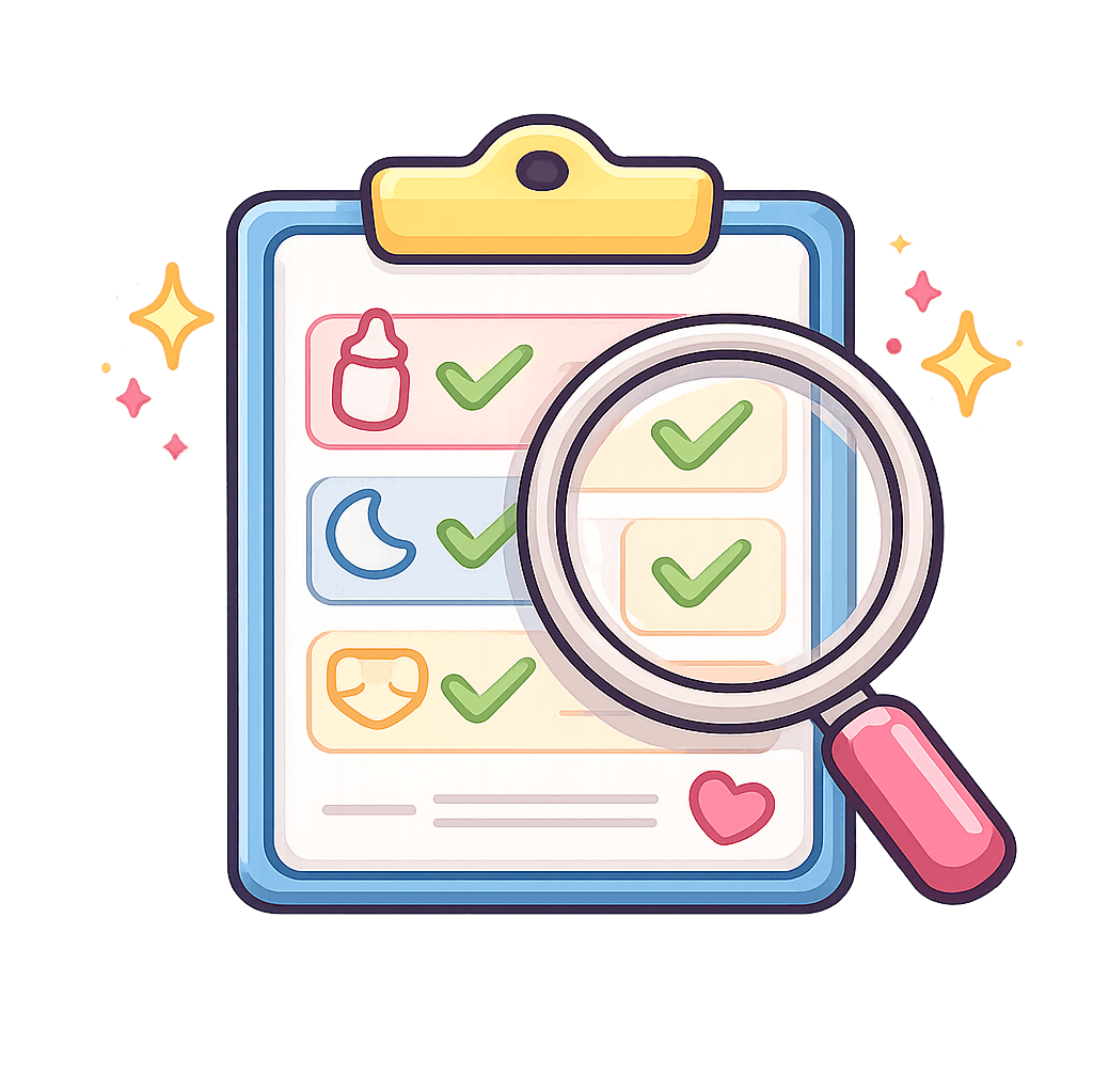 Baby tracker app icons with a checkmark representing choosing the right one