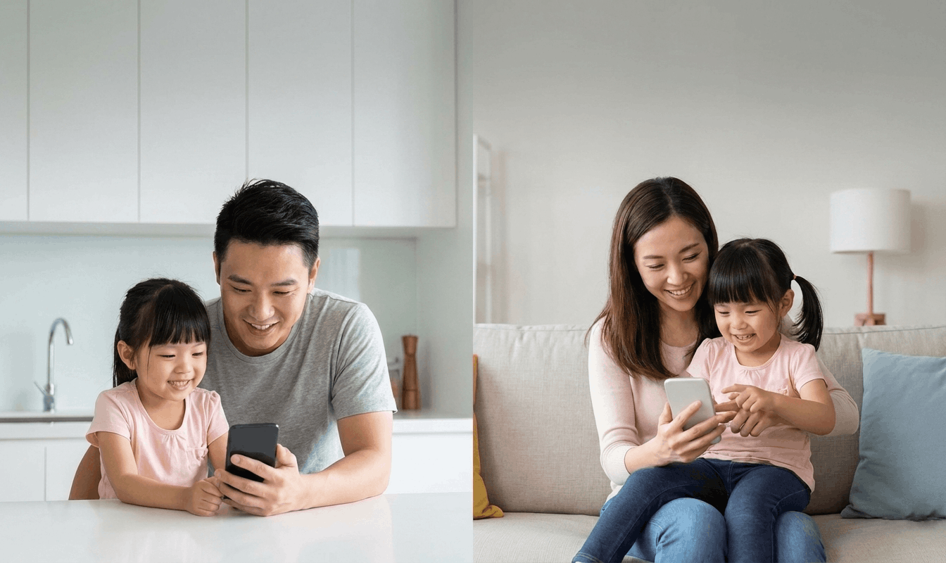 Two parents coordinating baby care between separate homes with a shared timeline