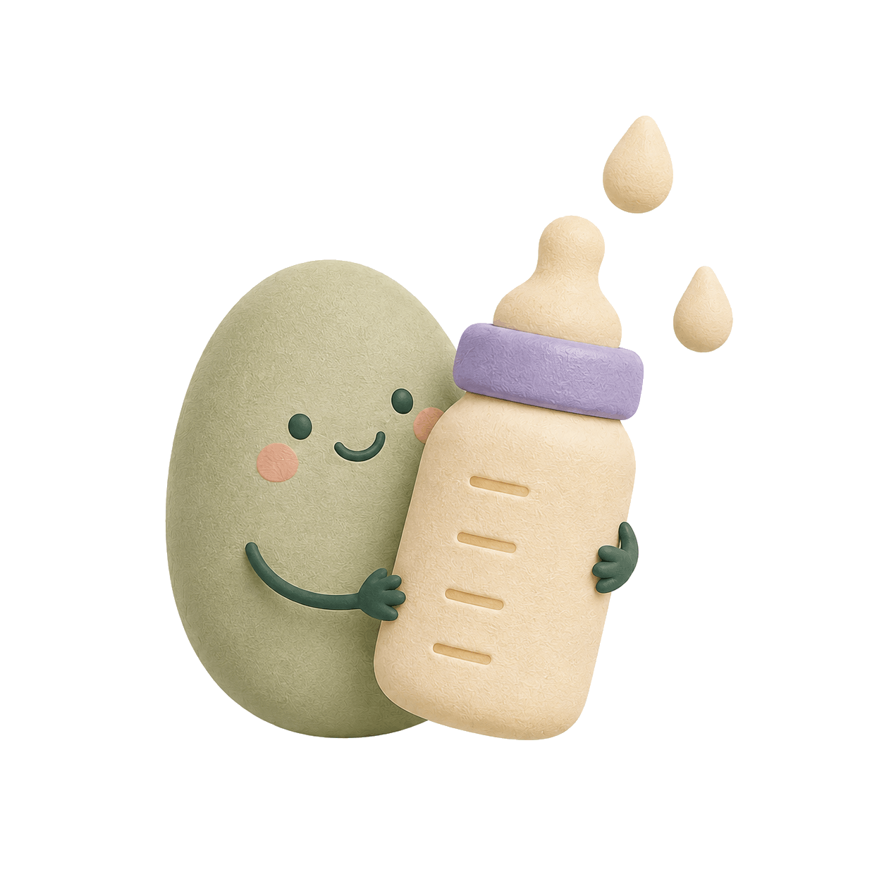 Bottle icon with milk drop, clock and soft 0-6m label