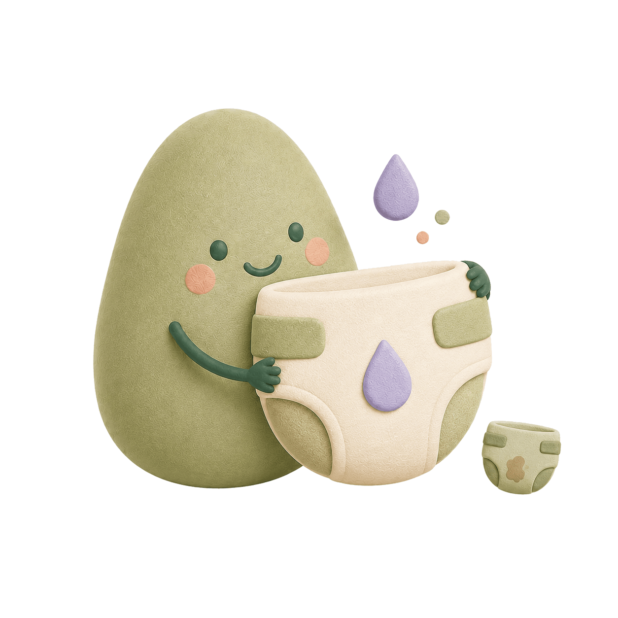 Nappy icon with wet, dirty and both dots on a warm cream background