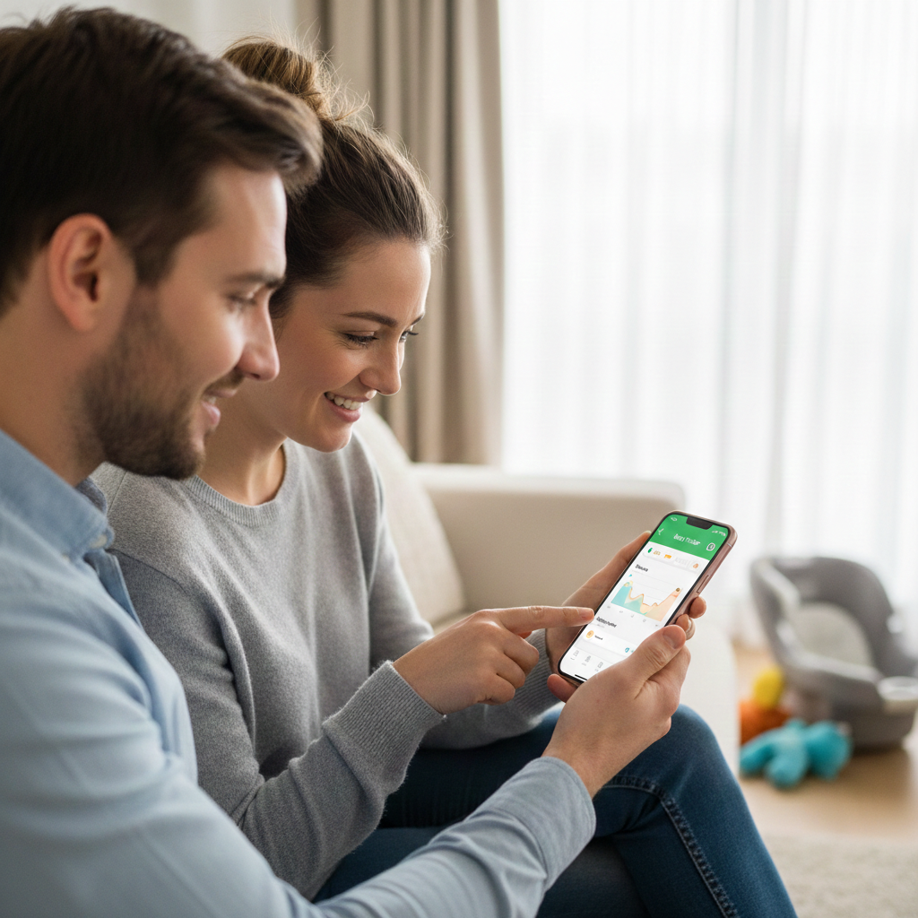 Two parents sharing a baby tracker app between their phones