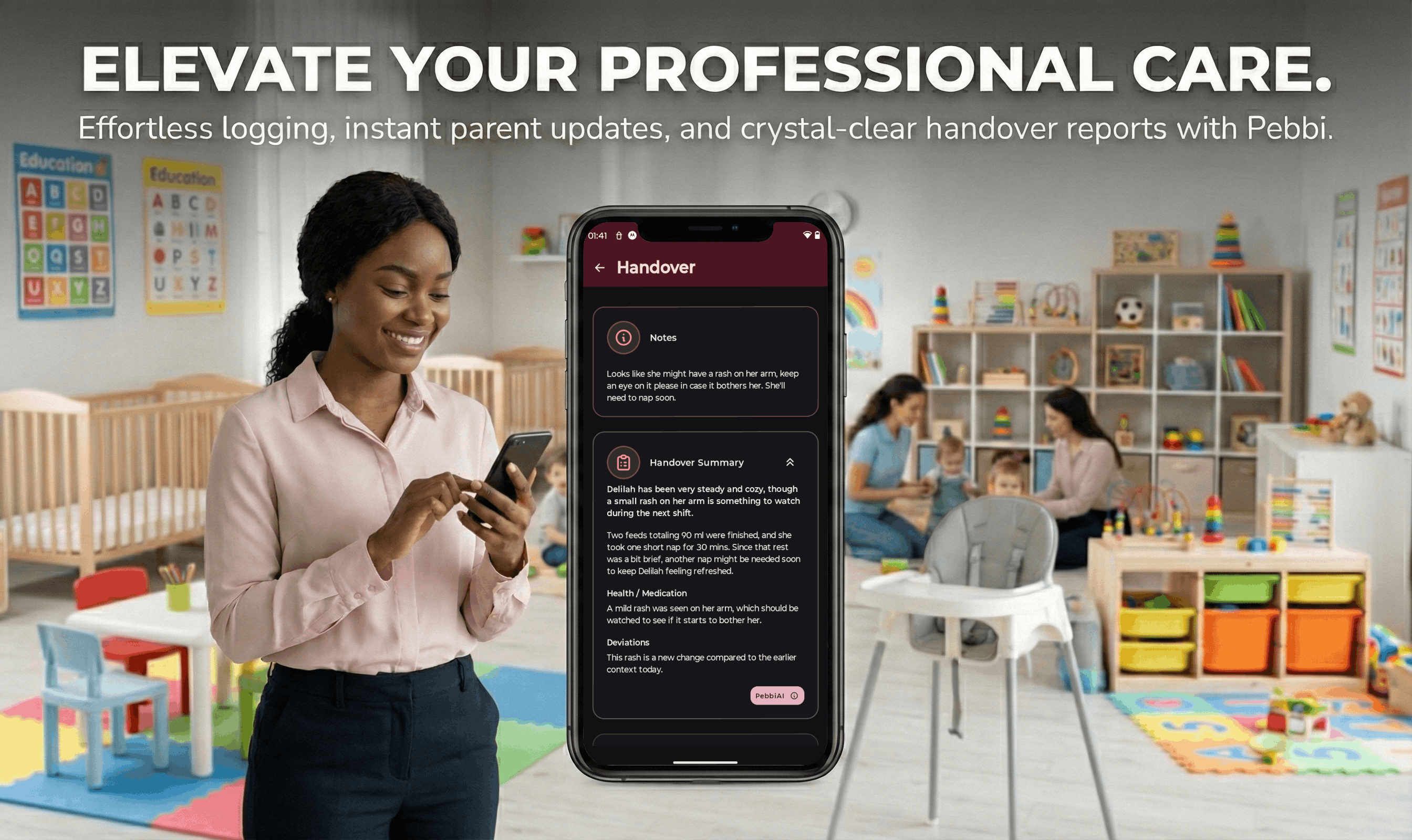 Nanny communication app - Pebbi childcare handover for families with nannies